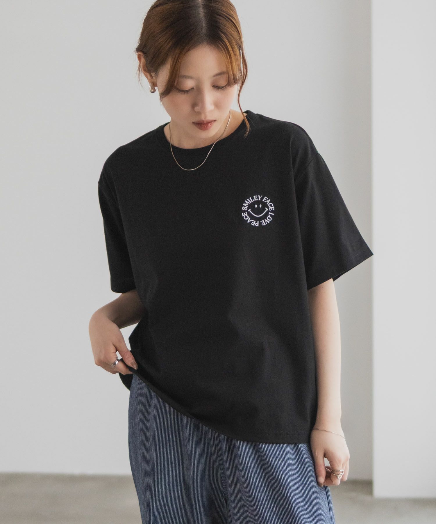 スマイリーフェイス ロゴTシャツ レディース メール便 対応商品商品画像-10