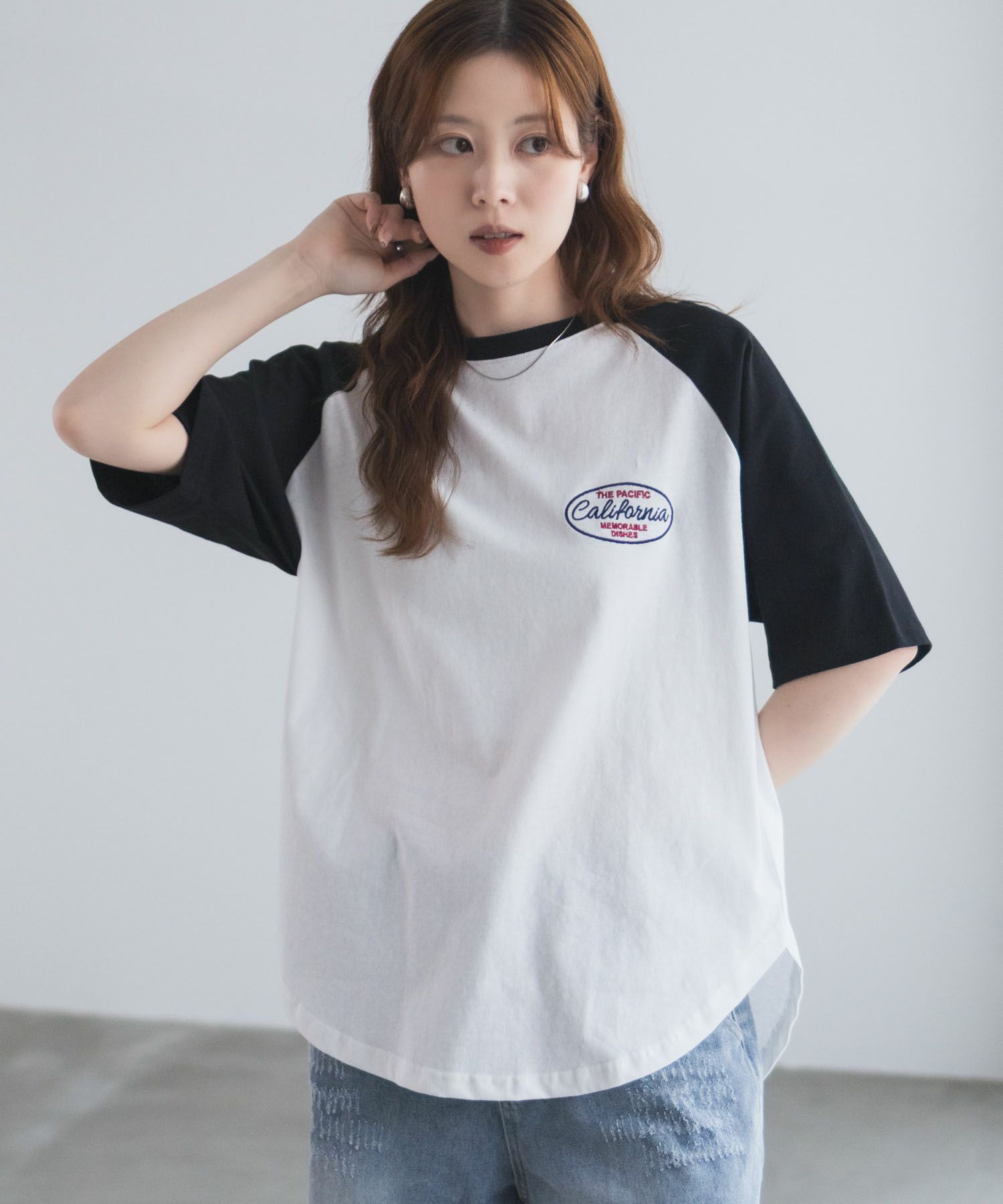 UNDERWRAPS  ラグラン刺繍ビッグTシャツ レディース メール便 対応商品商品サムネイル-3
