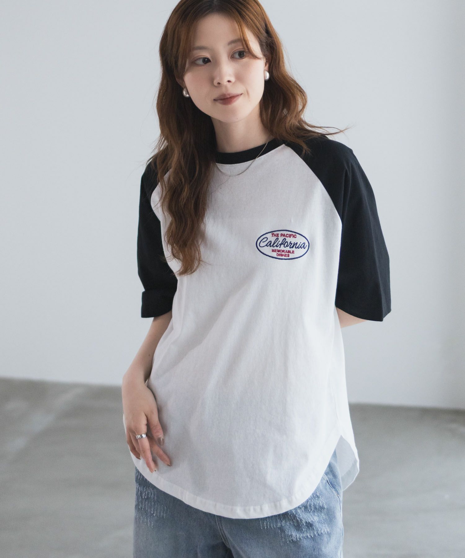 UNDERWRAPS  ラグラン刺繍ビッグTシャツ レディース メール便 対応商品商品画像-4