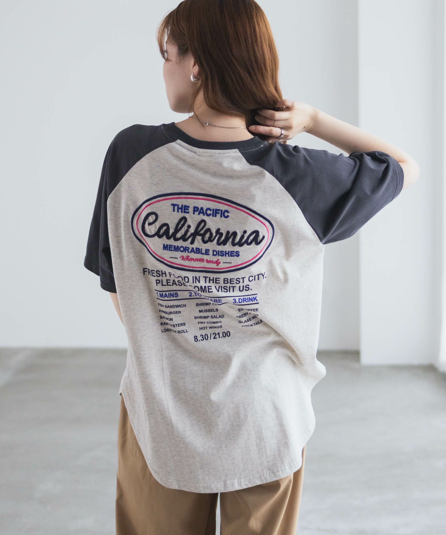 UNDERWRAPS  ラグラン刺繍ビッグTシャツ レディース メール便 対応商品商品画像-13