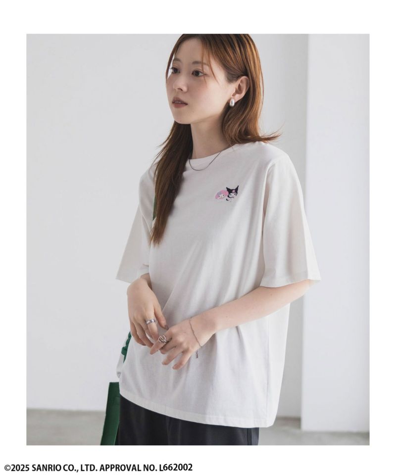 サンリオキャラクターズ マイメロディ クロミ ワンポイント刺繍Tシャツ レディース メール便 対応商品商品画像-2