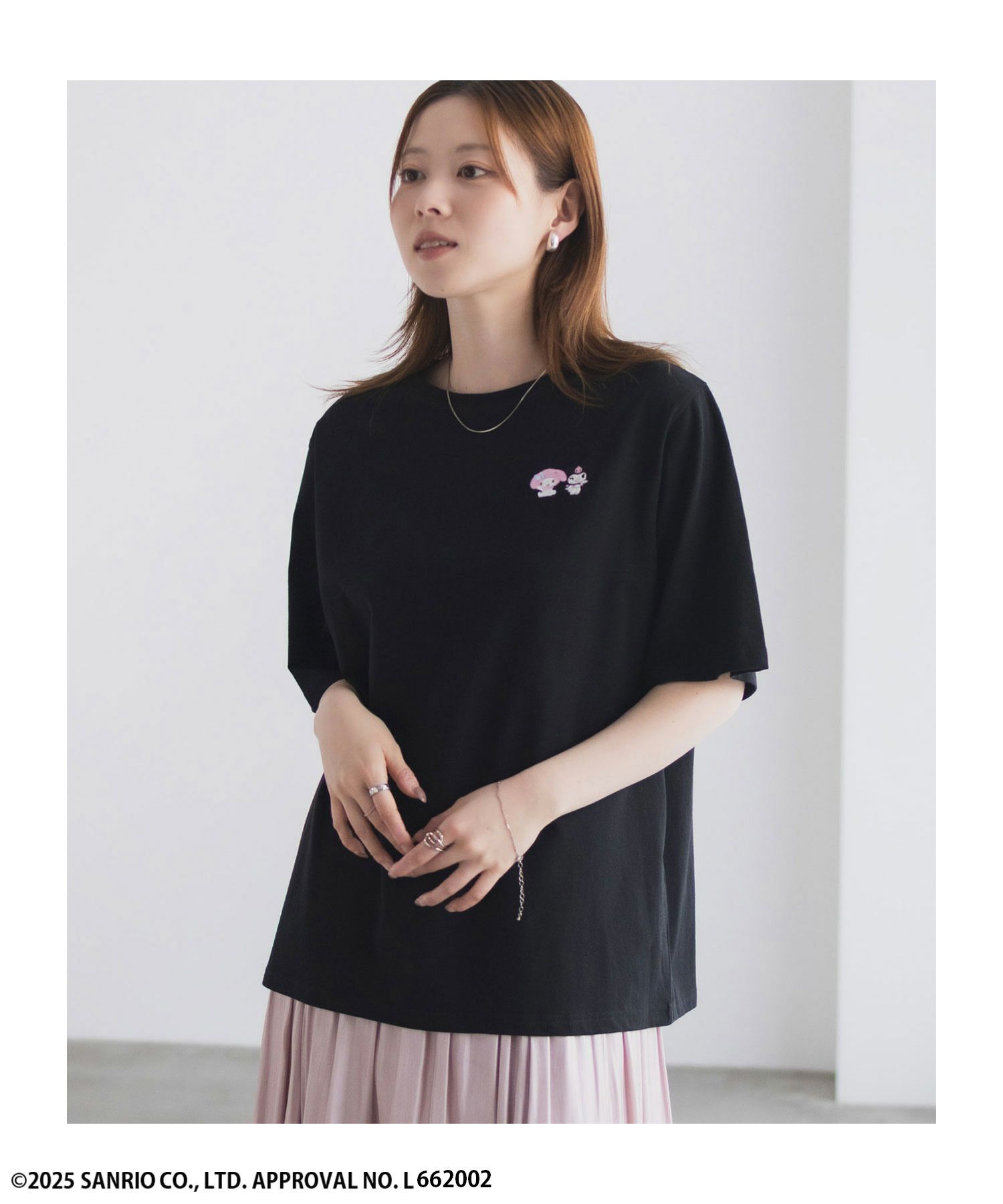 サンリオキャラクターズ マイメロディ クロミ ワンポイント刺繍Tシャツ レディース ネコポス 対応商品