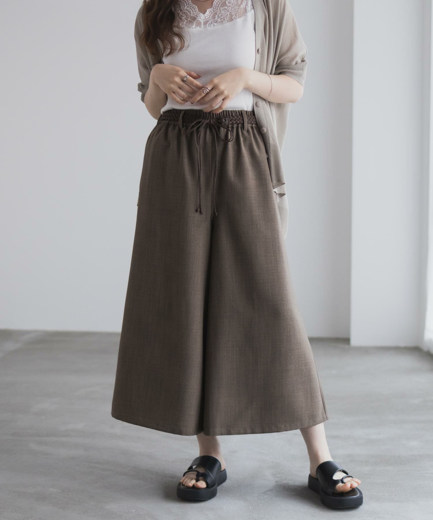 nAvy ベルト付きワイドクロップドパンツ レディース商品画像-11