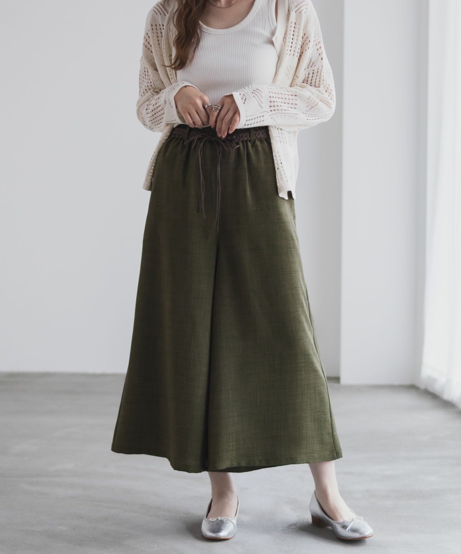 nAvy  ベルト付きワイドクロップドパンツ レディース商品画像-15