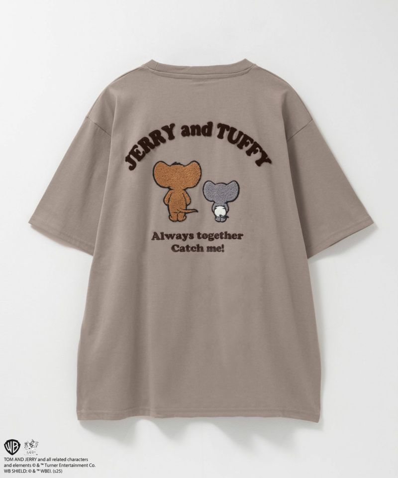 Tom and Jerry ジェリー タフィー サガラ刺繍Tシャツ メンズ
