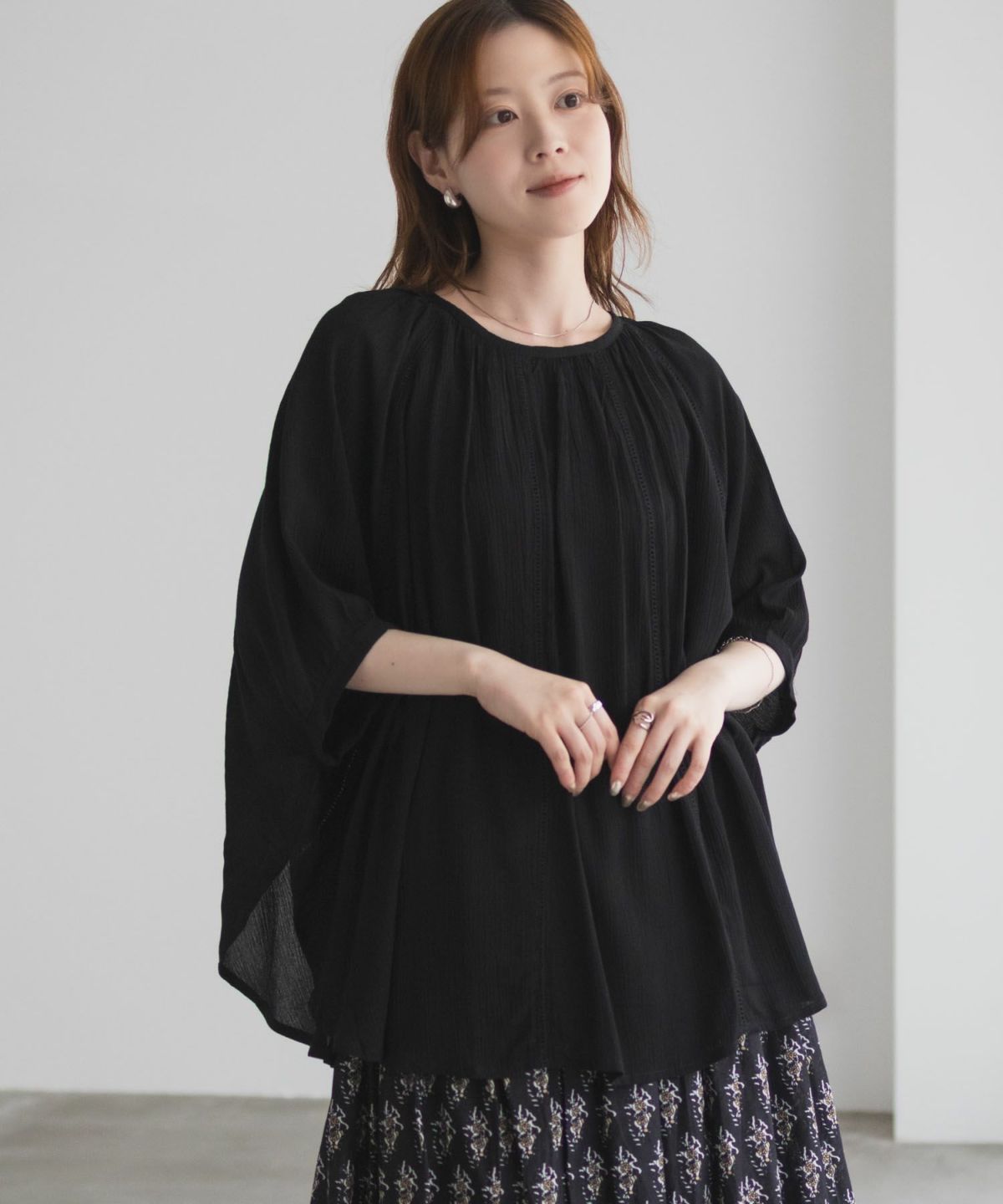 Howdy Marie インドファブリック ハシゴレースドルマンプルオーバー レディース