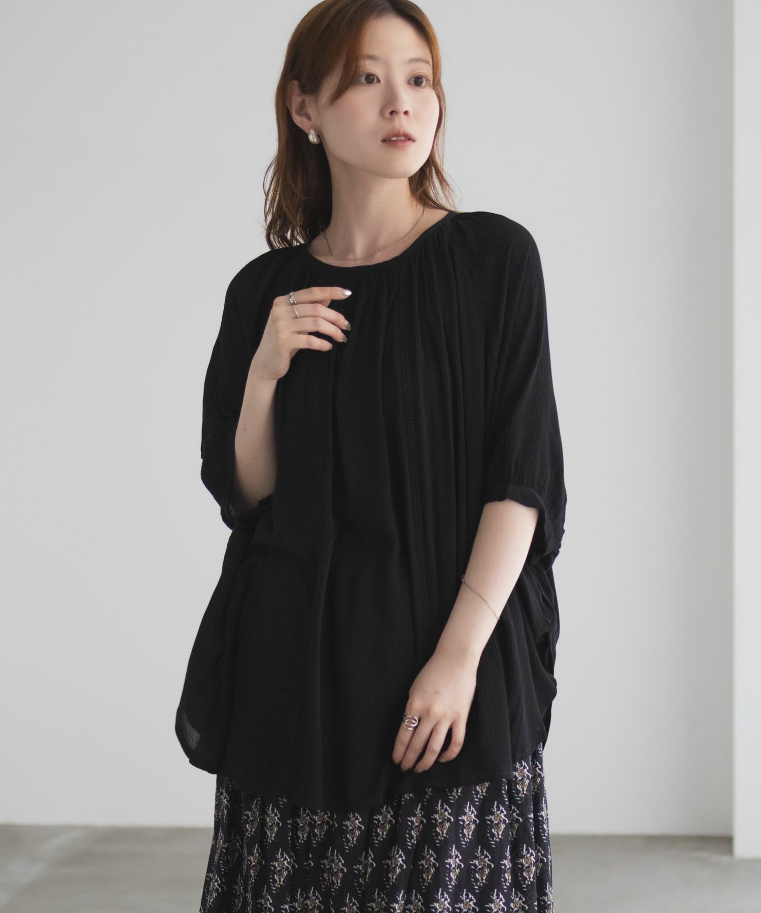 Howdy Marie インドファブリック ハシゴレースドルマンプルオーバー レディース