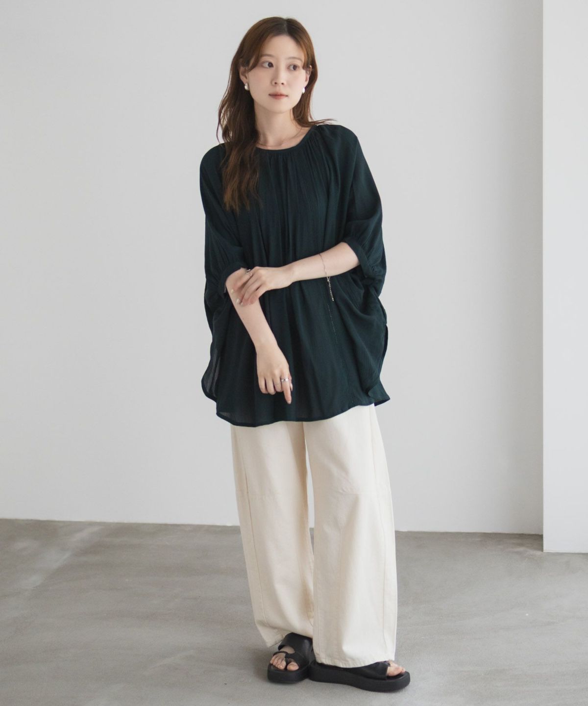 Howdy Marie インドファブリック ハシゴレースドルマンプルオーバー レディース