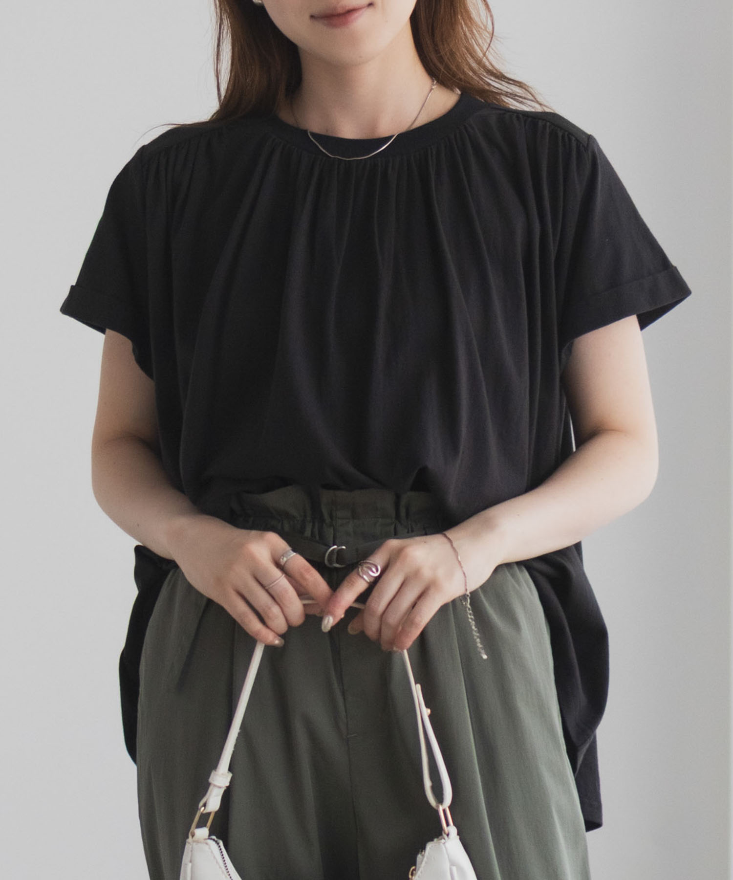 Howdy Marie インドファブリック ギャザーTシャツ レディース メール便 対応商品商品画像-2