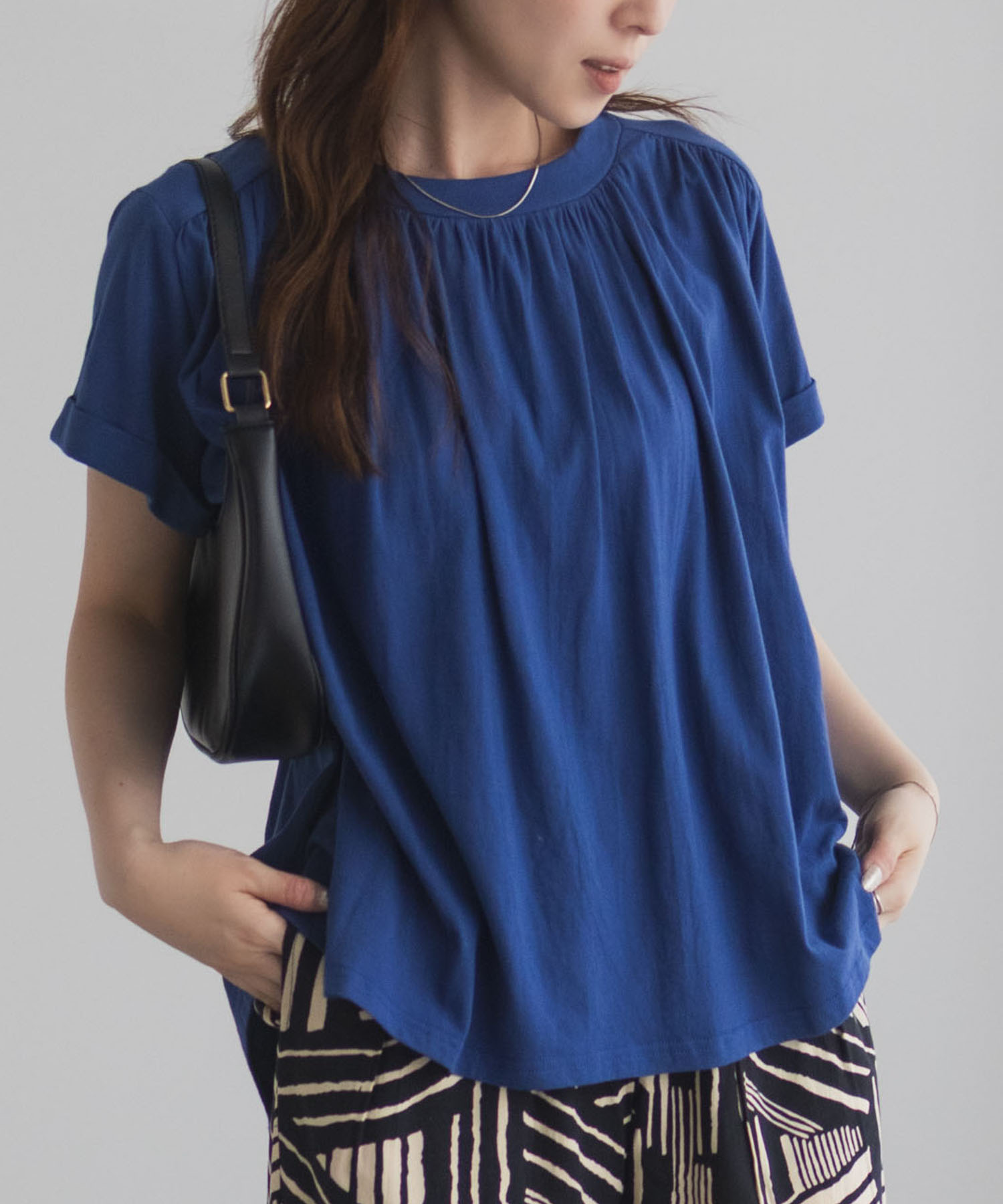 Howdy Marie  インドファブリック ギャザーTシャツ レディース メール便 対応商品商品画像-3