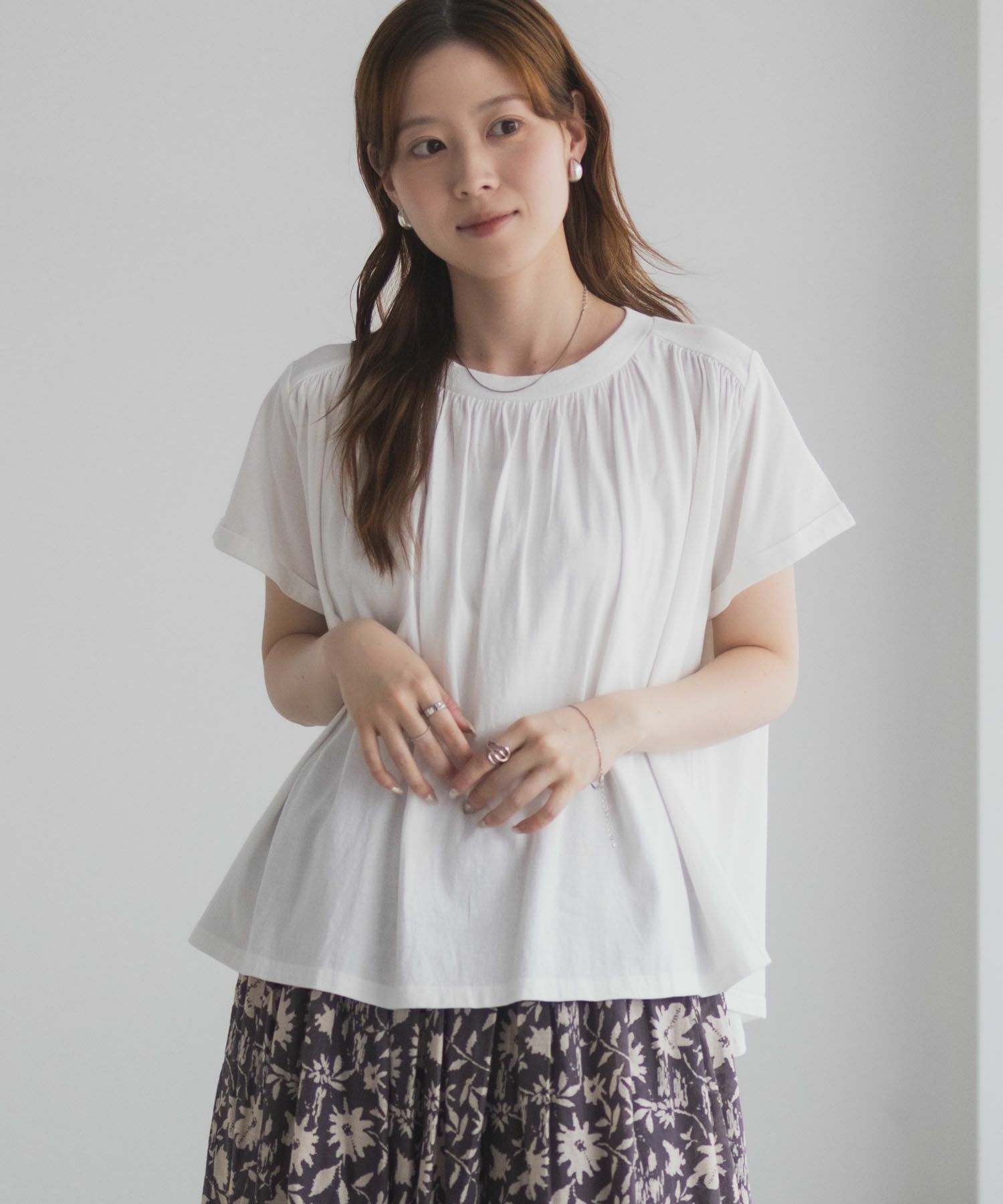 Howdy Marie  インドファブリック ギャザーTシャツ レディース メール便 対応商品商品画像-4