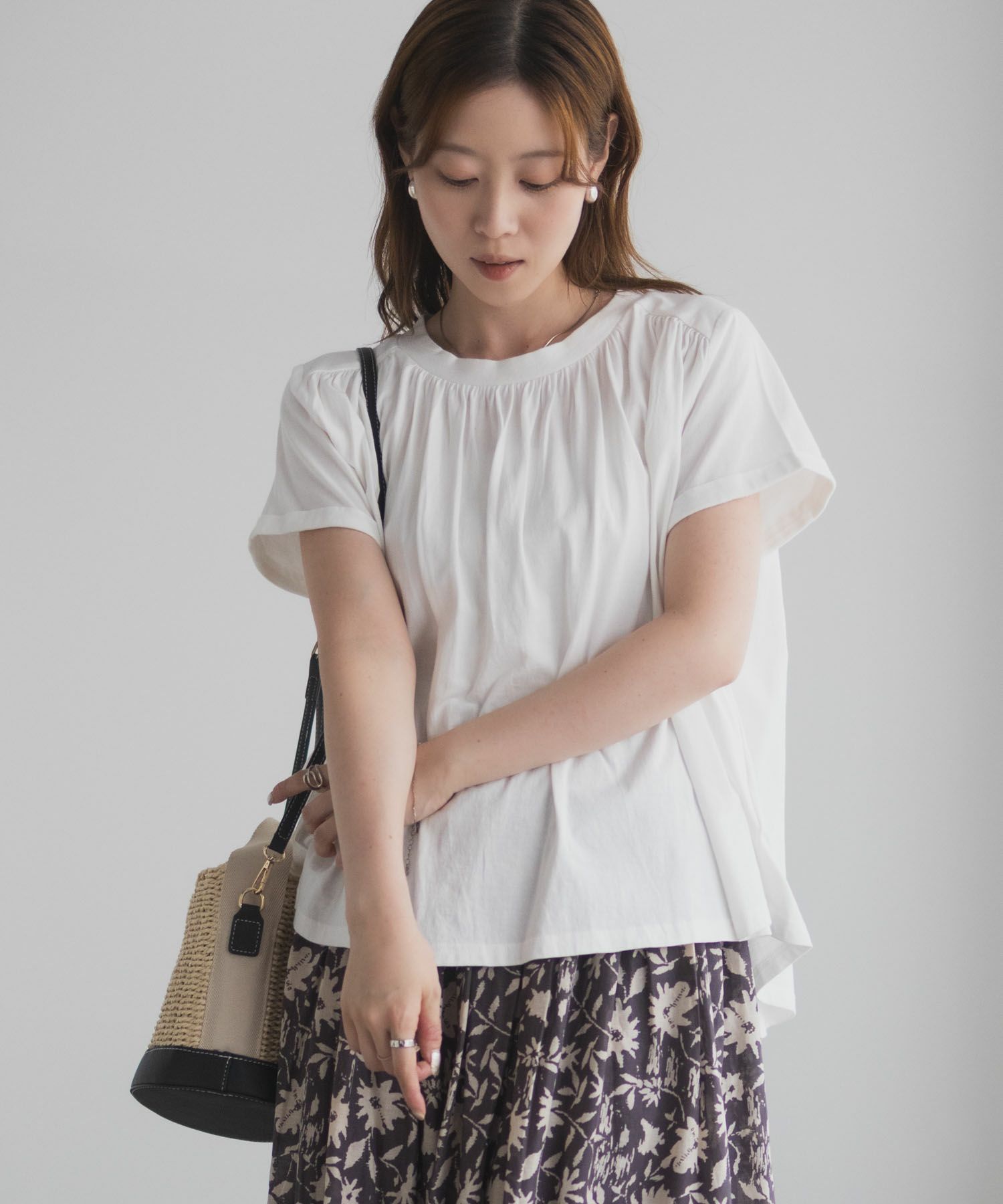 Howdy Marie  インドファブリック ギャザーTシャツ レディース メール便 対応商品商品画像-5