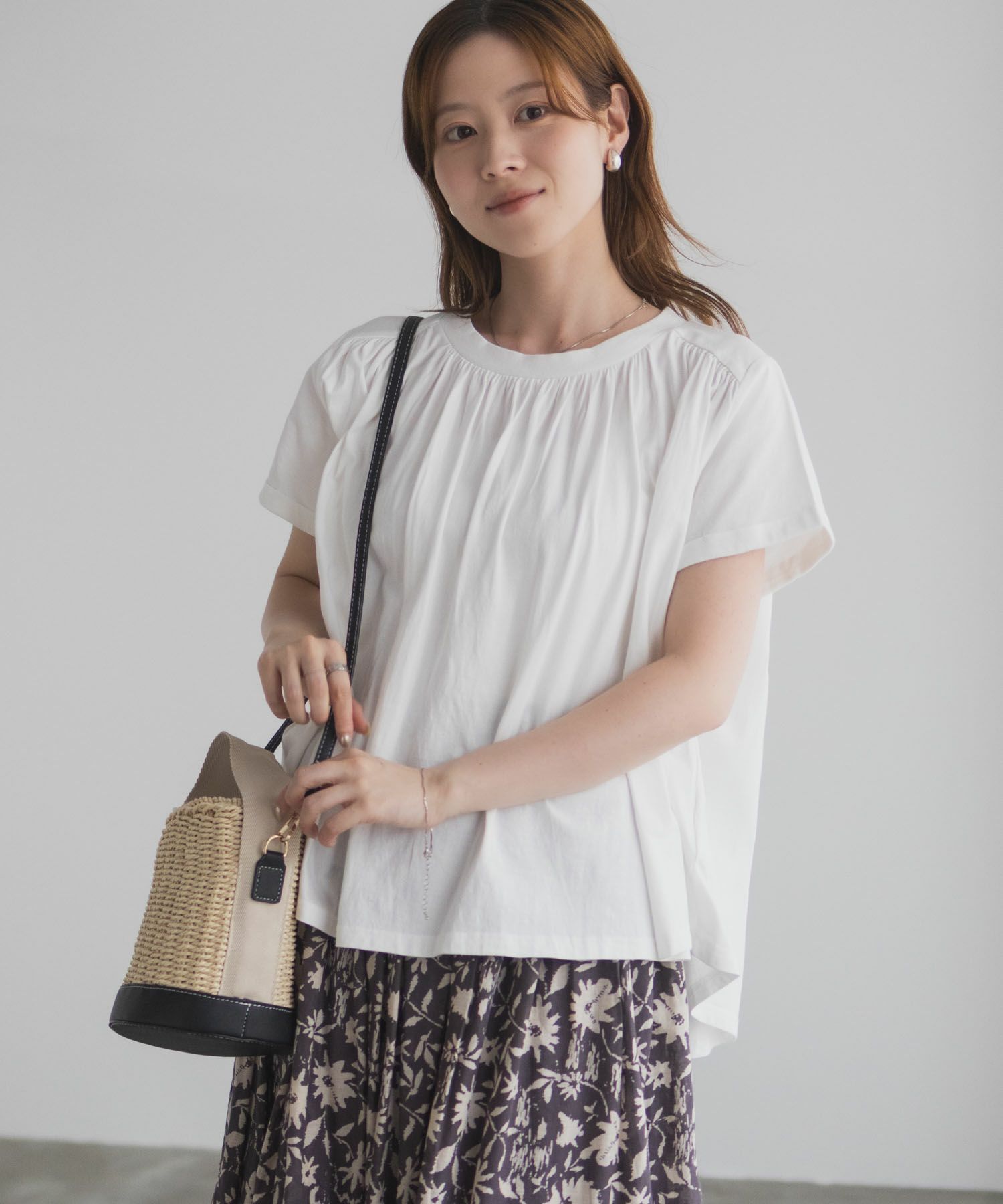 Howdy Marie  インドファブリック ギャザーTシャツ レディース メール便 対応商品商品画像-6