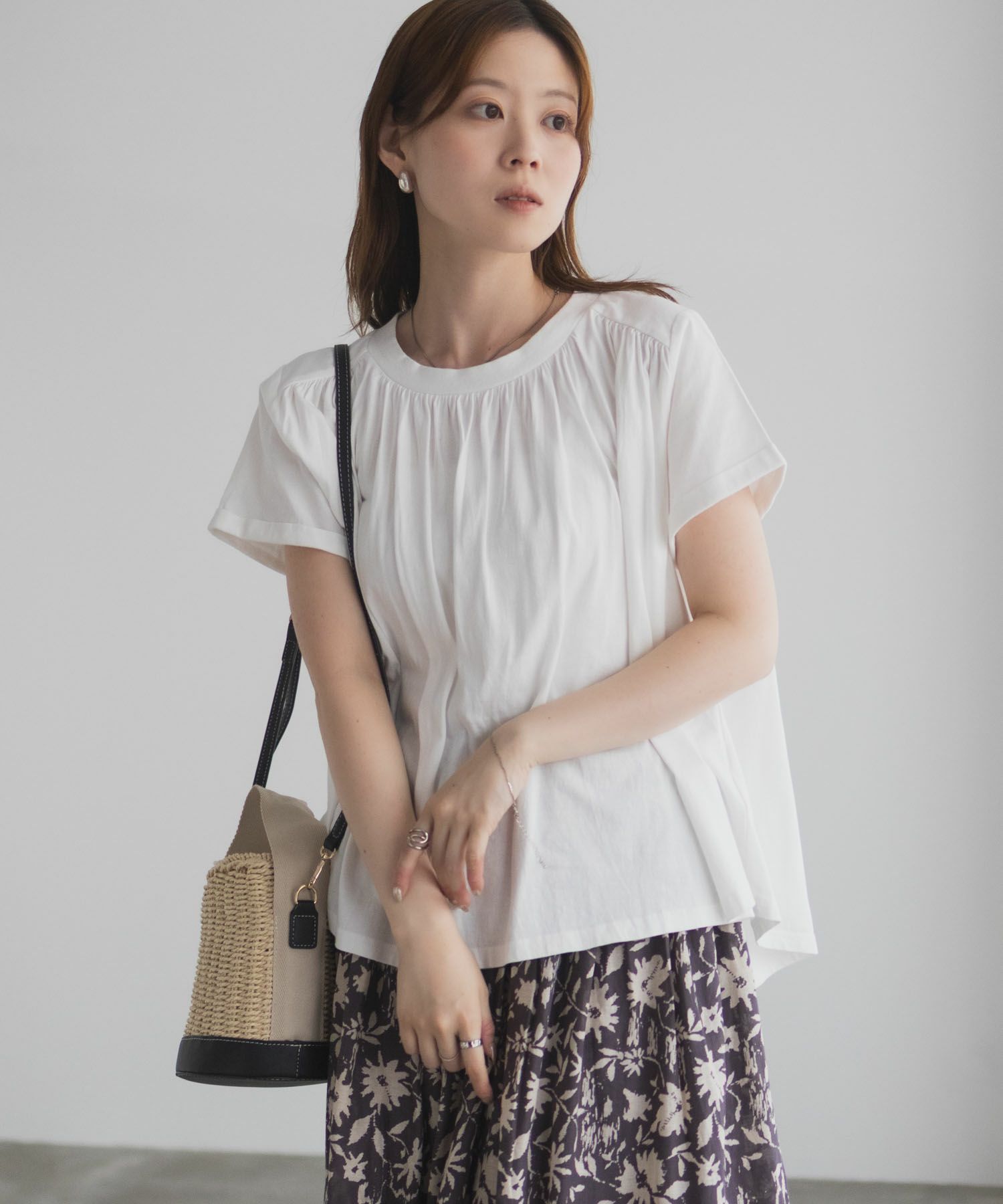 Howdy Marie  インドファブリック ギャザーTシャツ レディース メール便 対応商品商品画像-7