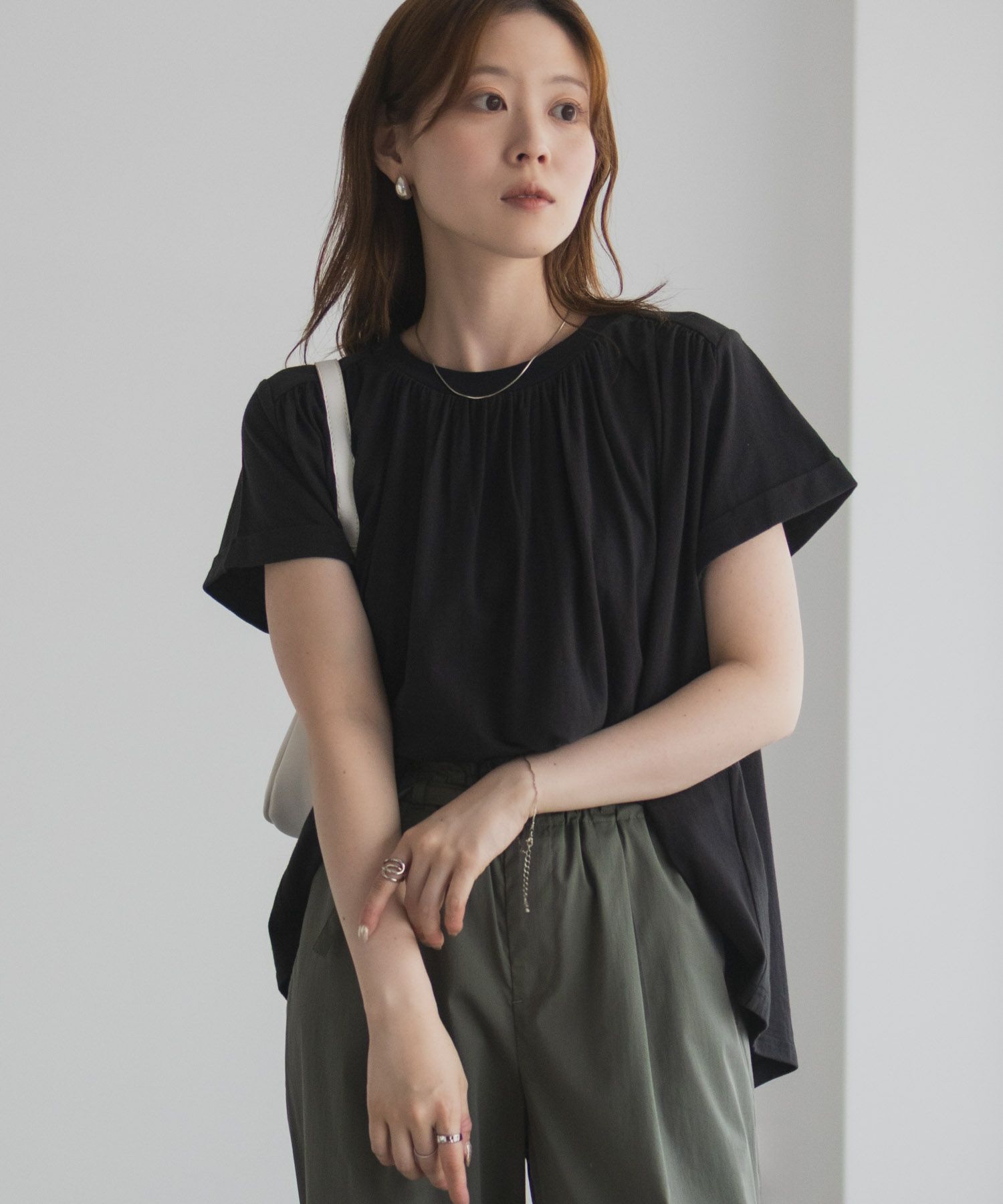 Howdy Marie インドファブリック ギャザーTシャツ レディース メール便 対応商品商品画像-13