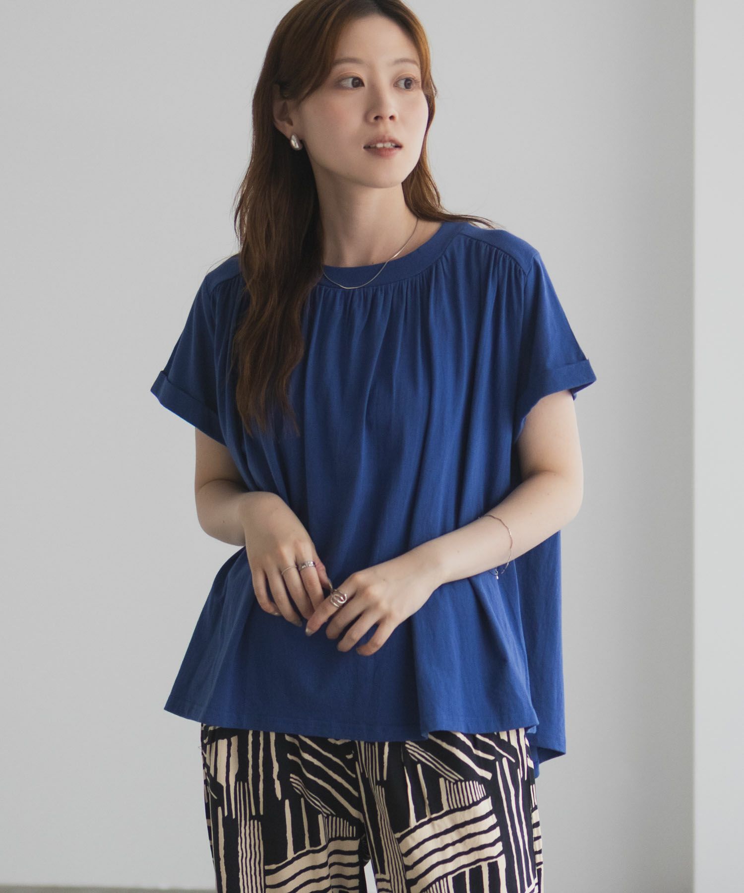 Howdy Marie  インドファブリック ギャザーTシャツ レディース メール便 対応商品商品画像-16