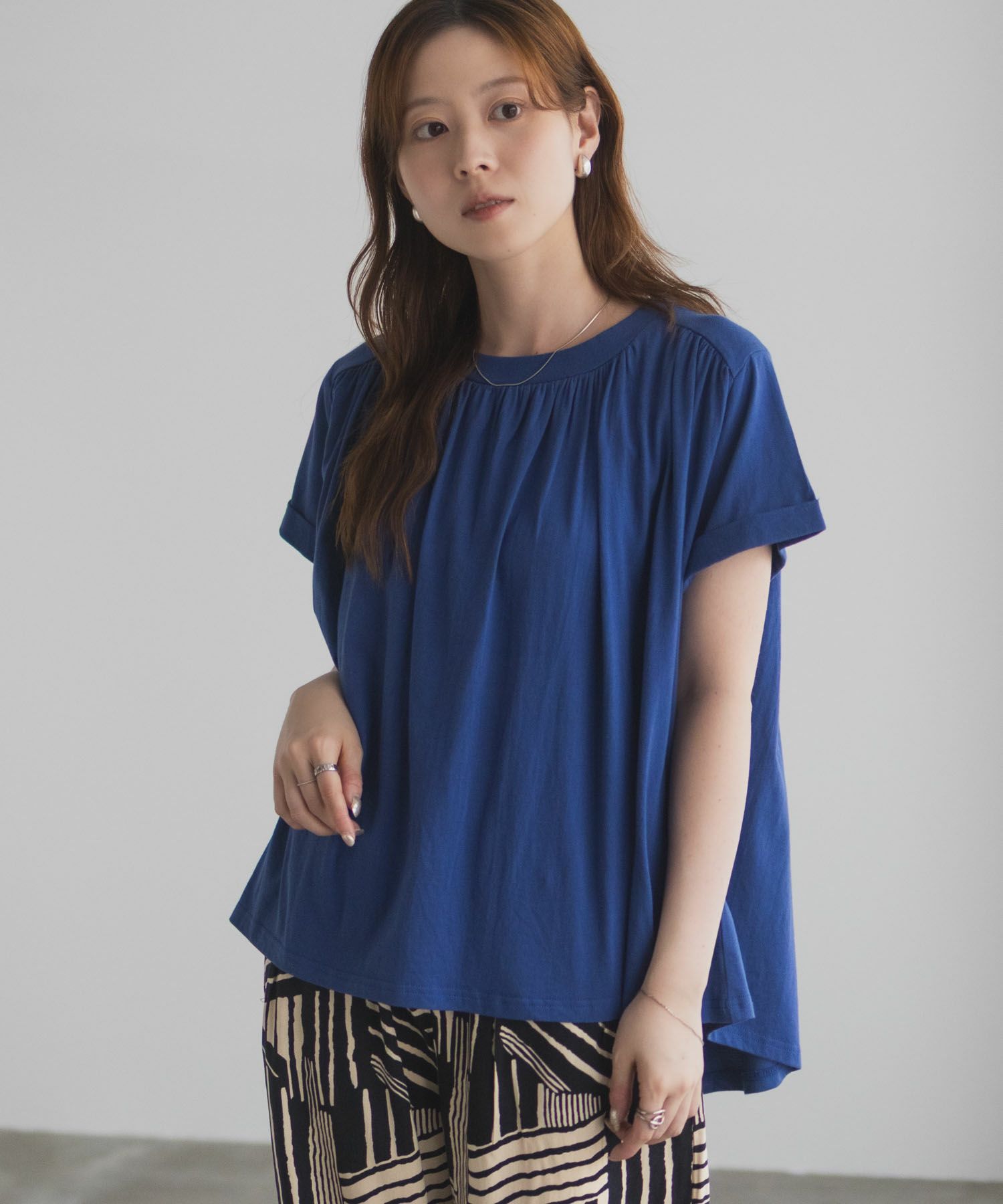 Howdy Marie  インドファブリック ギャザーTシャツ レディース メール便 対応商品商品画像-17