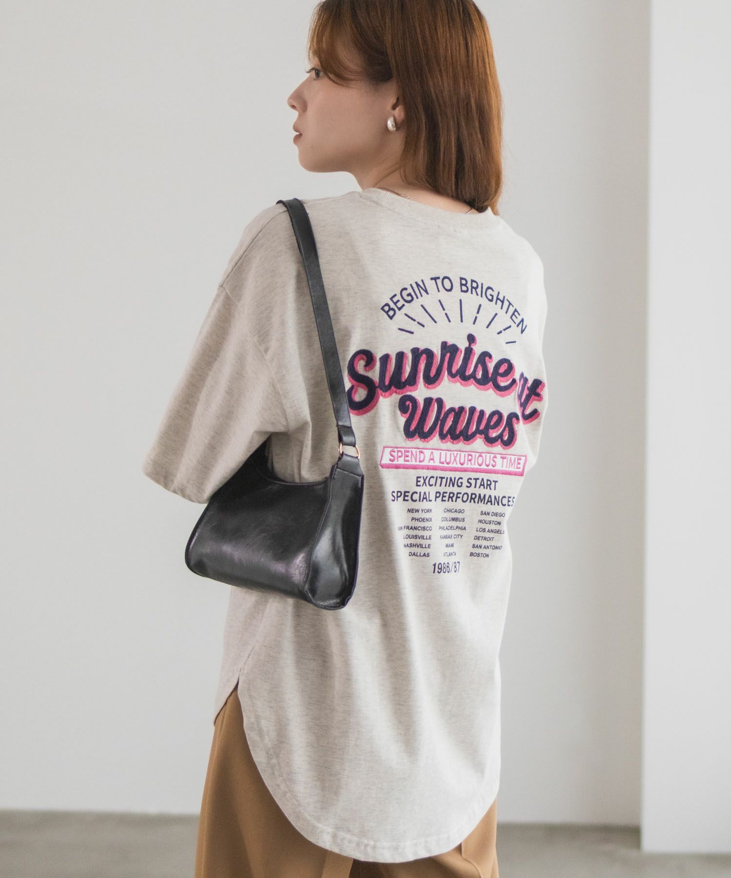 UNDERWRAPS 刺繍ラウンドビッグシルエットTシャツ レディース メール便 対応商品商品サムネイル-2
