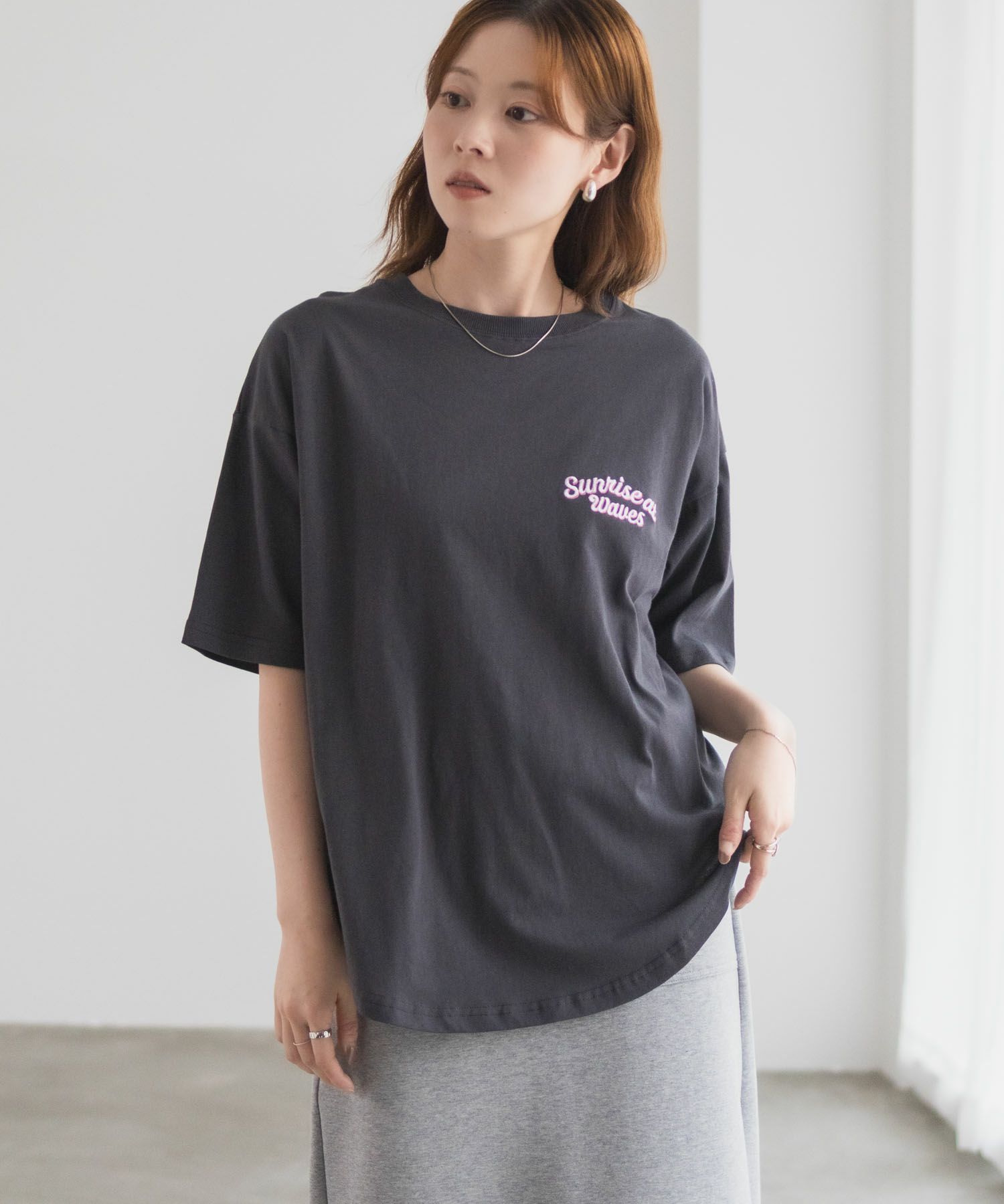 UNDERWRAPS 刺繍ラウンドビッグシルエットTシャツ レディース ネコポス 対応商品
