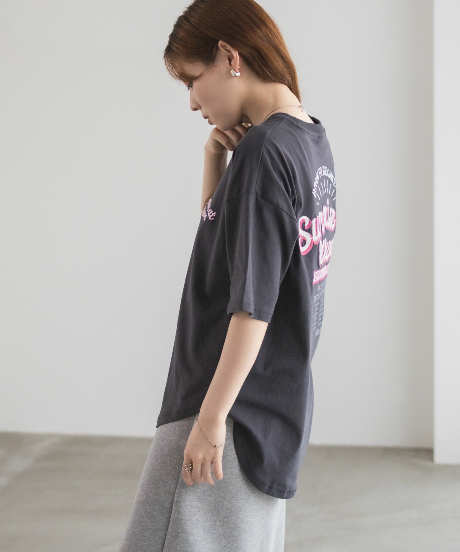 UNDERWRAPS 刺繍ラウンドビッグシルエットTシャツ レディース ネコポス 対応商品