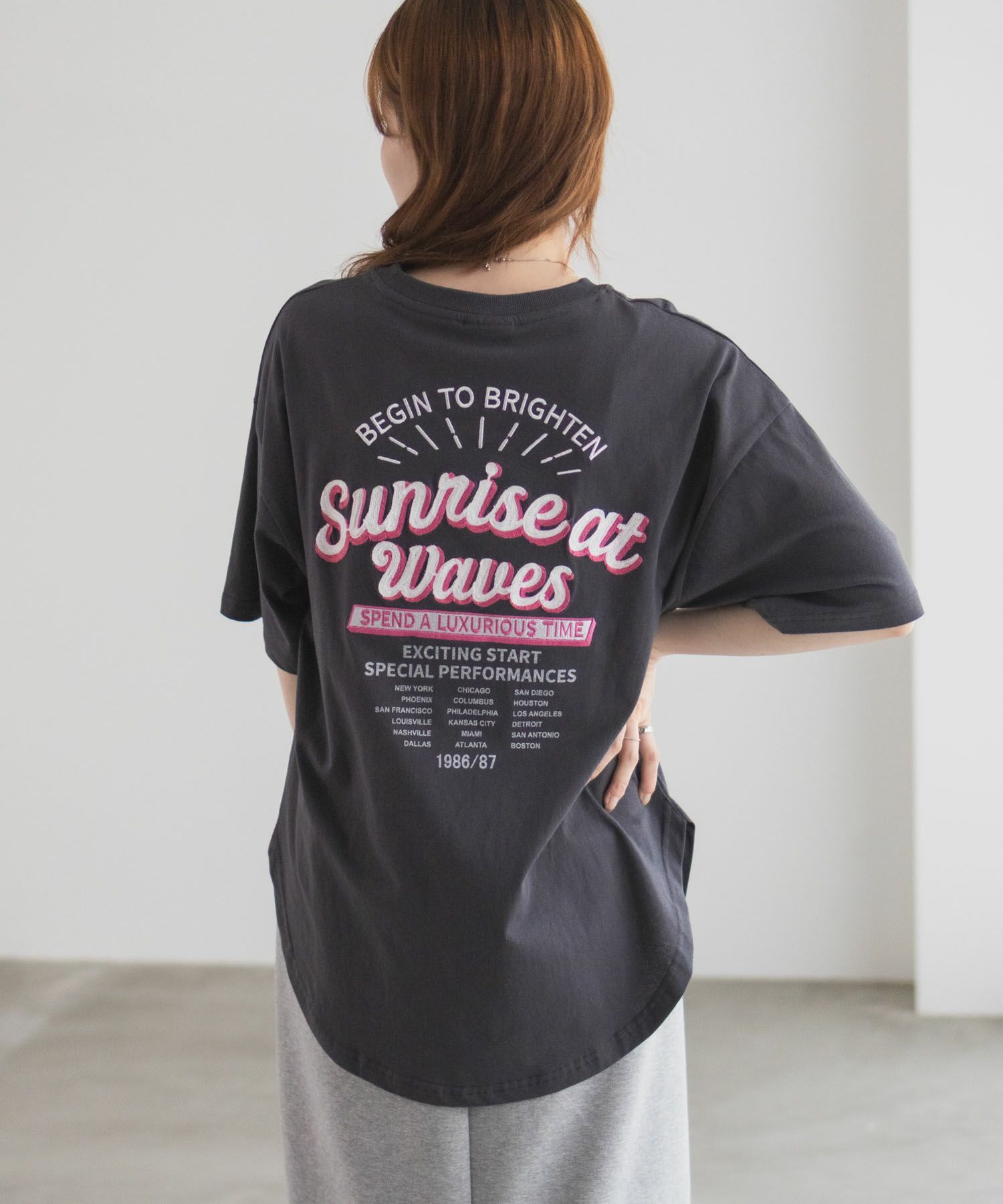 UNDERWRAPS 刺繍ラウンドビッグシルエットTシャツ レディース メール便 対応商品商品画像-9
