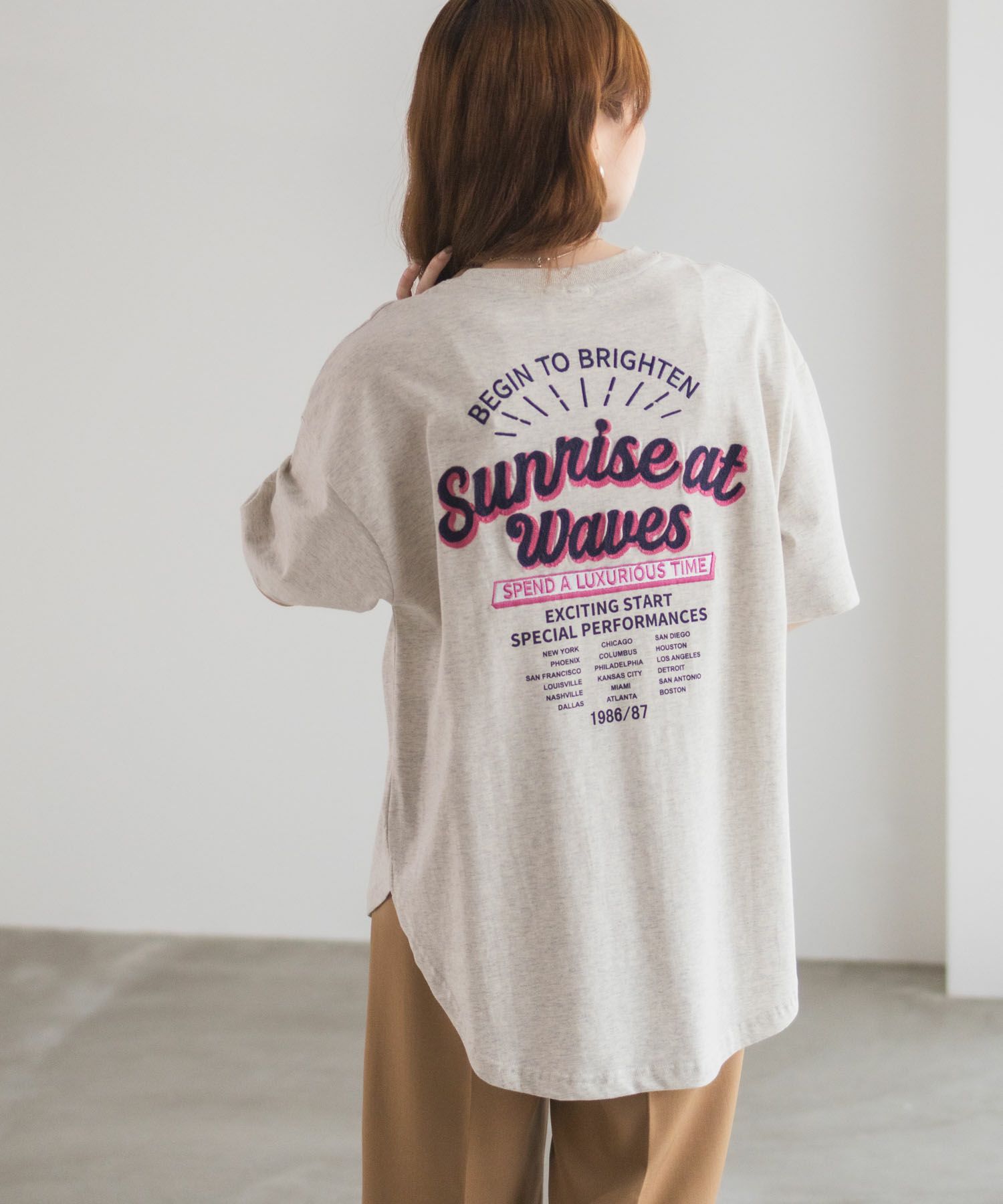 UNDERWRAPS 刺繍ラウンドビッグシルエットTシャツ レディース メール便 対応商品商品サムネイル-12
