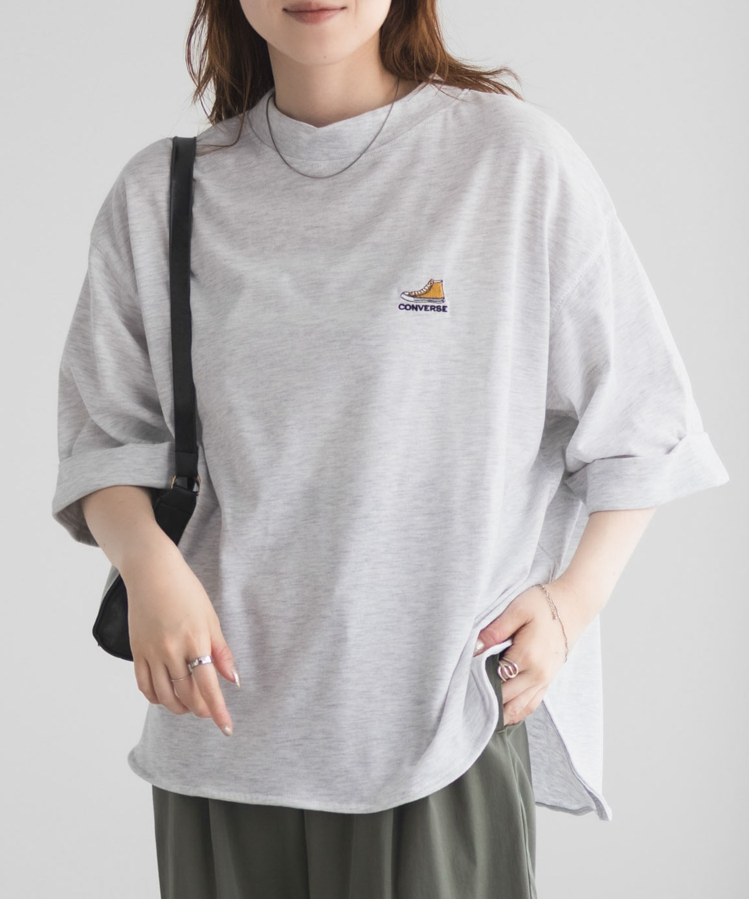 CONVERSE  袖ロールアップTシャツ レディース メール便 対応商品商品画像-2