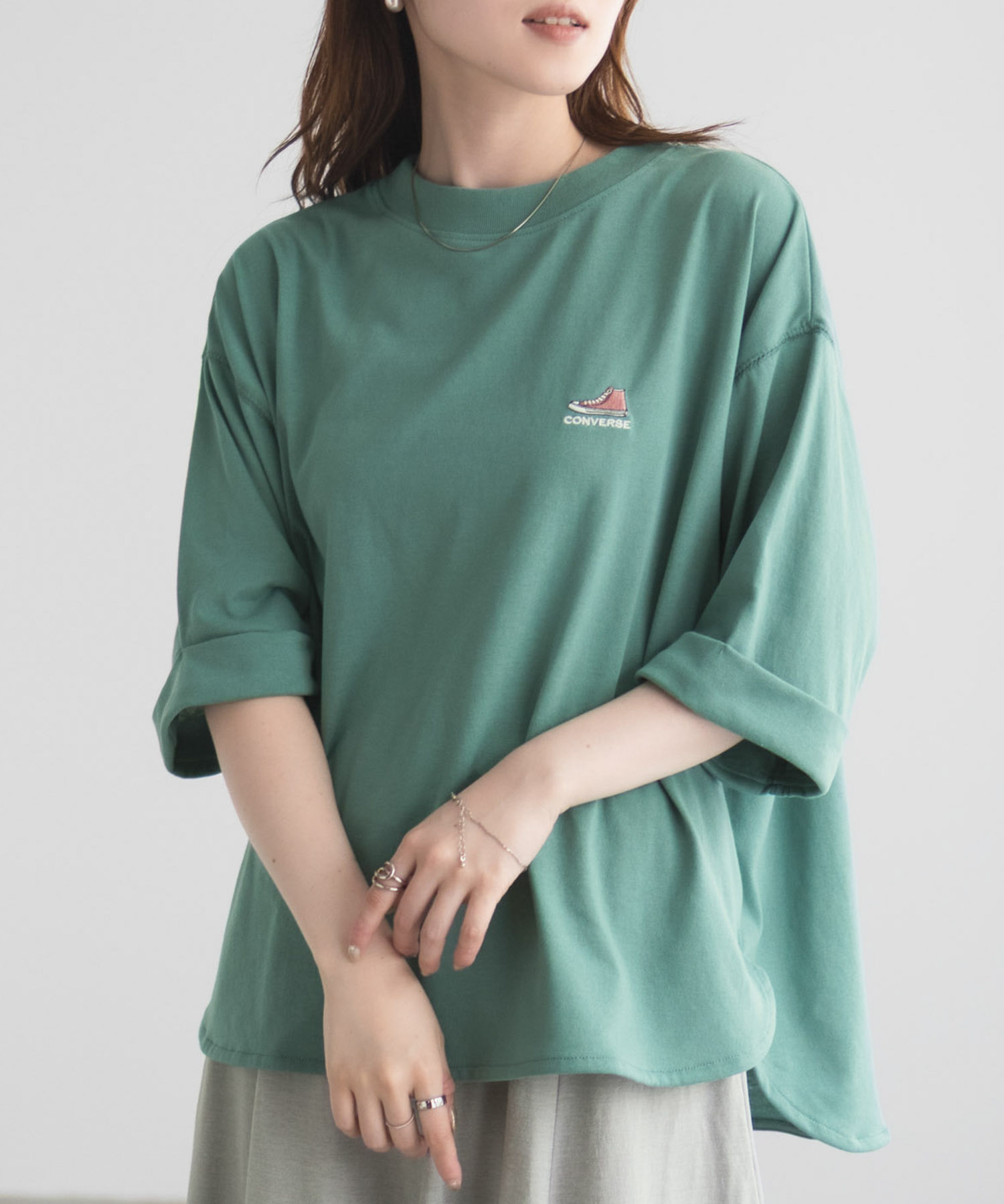 CONVERSE  袖ロールアップTシャツ レディース メール便 対応商品商品画像-4