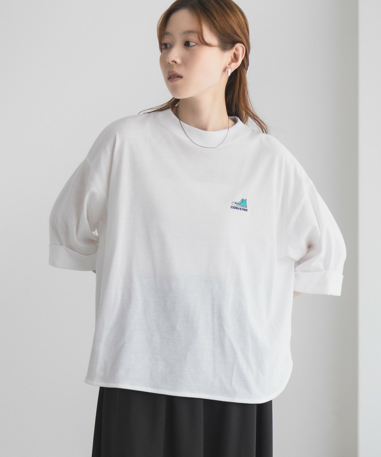 CONVERSE  袖ロールアップTシャツ レディース メール便 対応商品商品画像-5