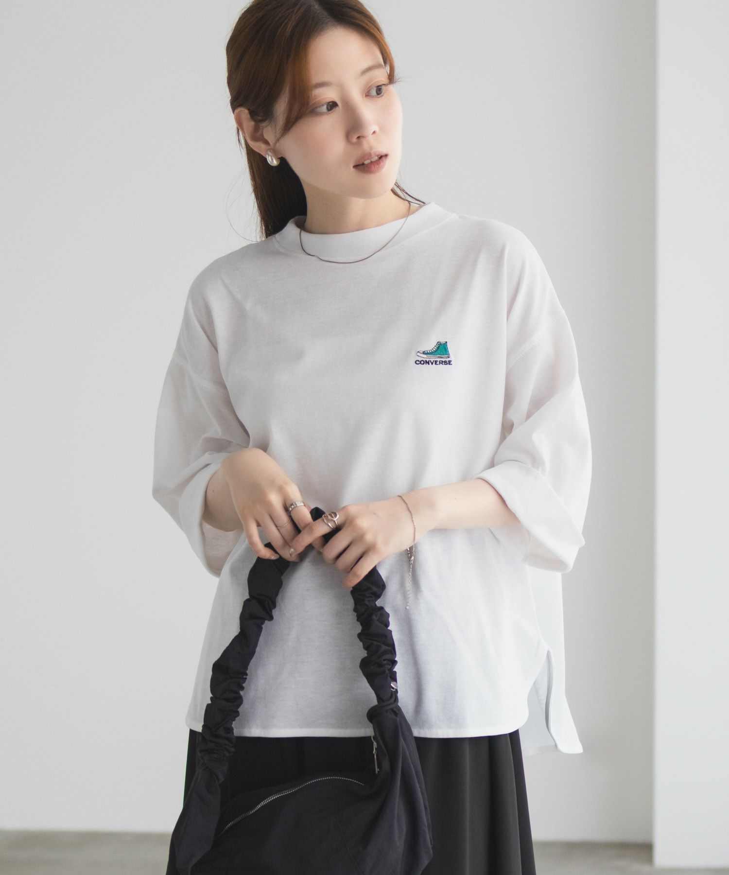 CONVERSE  袖ロールアップTシャツ レディース メール便 対応商品商品画像-7