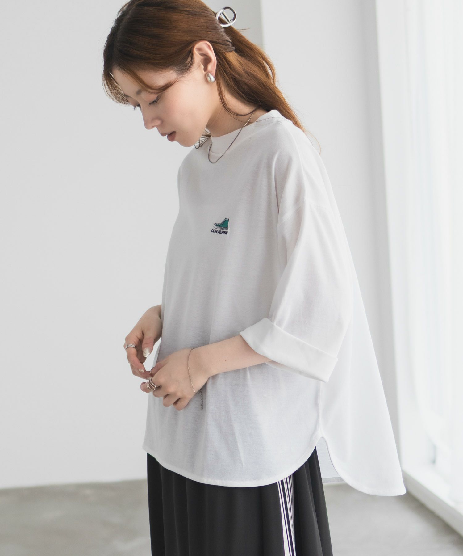 CONVERSE  袖ロールアップTシャツ レディース メール便 対応商品商品画像-8