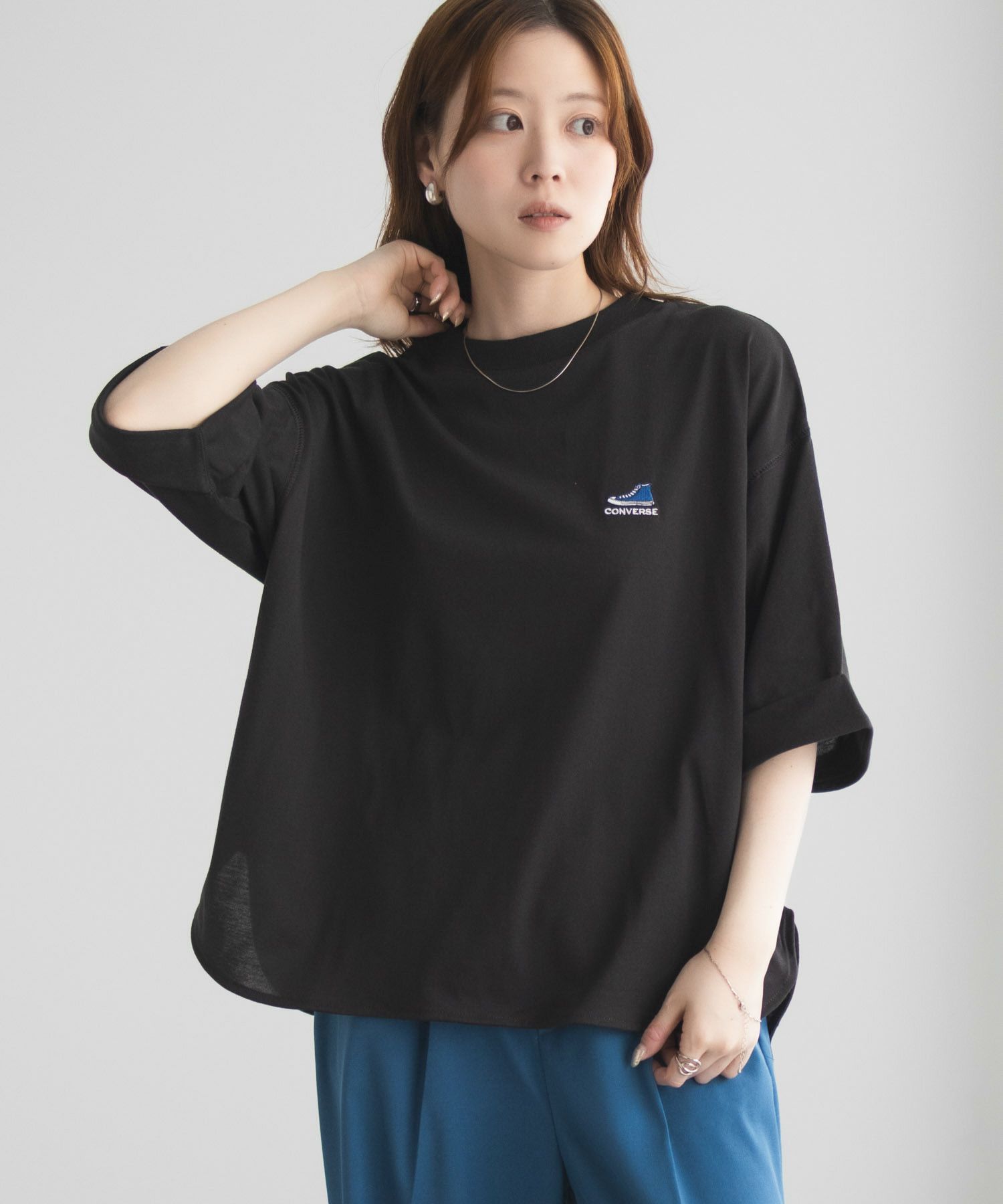 CONVERSE 袖ロールアップTシャツ レディース メール便 対応商品商品画像-15