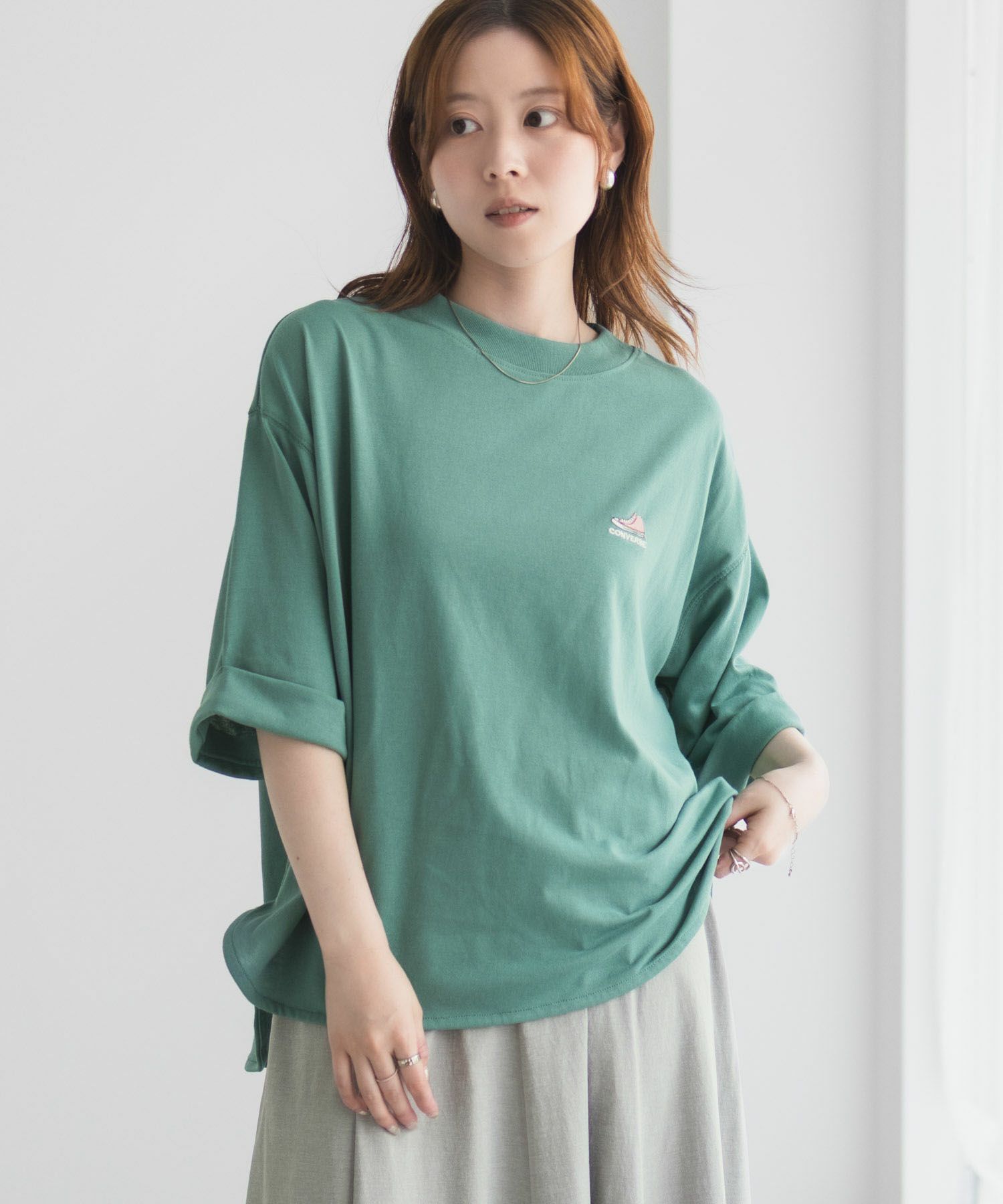 CONVERSE 袖ロールアップTシャツ レディース メール便 対応商品商品画像-19