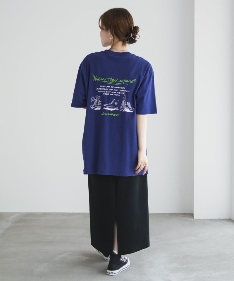 【STONE 】コットンフリース コンパス刺繍ロゴ Tシャツ CONVERSE/コンバース ロゴ刺繍/シューズバックプリント オーバー