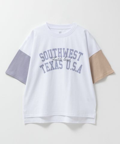 T-GRAPHICS 袖配色5分袖ビッグTシャツ キッズ ネコポス 対応商品