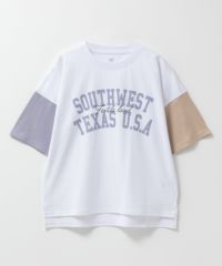 T-GRAPHICS 袖配色5分袖ビッグTシャツ キッズ ネコポス 対応商品