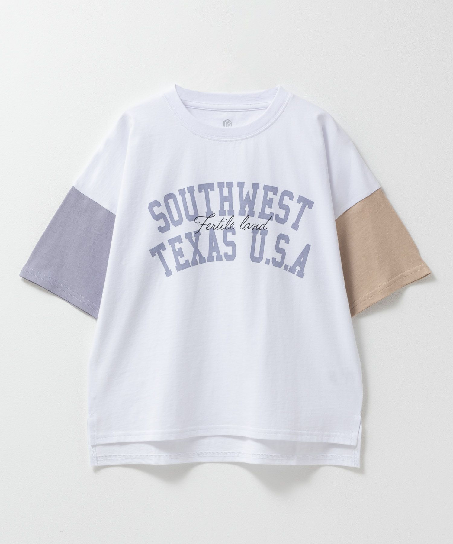 T-GRAPHICS  袖配色5分袖ビッグTシャツ キッズ メール便 対応商品商品サムネイル-1
