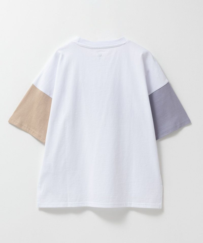 T-GRAPHICS 袖配色5分袖ビッグTシャツ キッズ メール便 対応商品商品画像-2