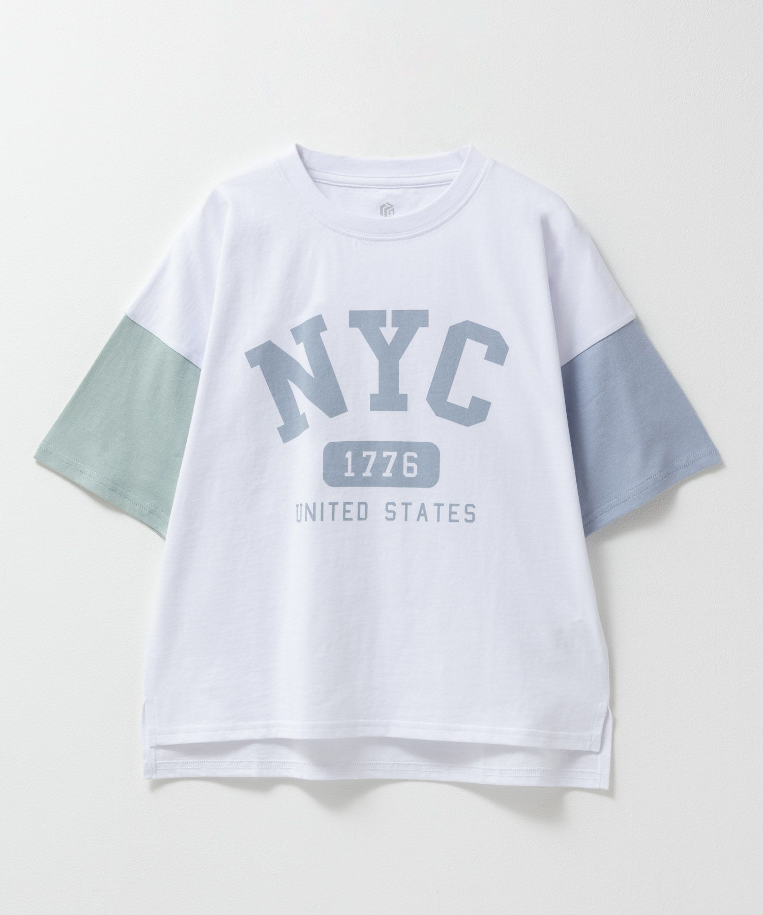 T-GRAPHICS 袖配色5分袖ビッグTシャツ キッズ ネコポス 対応商品