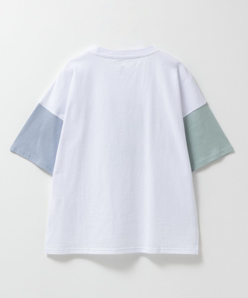 T-GRAPHICS 袖配色5分袖ビッグTシャツ キッズ メール便 対応商品商品画像-4