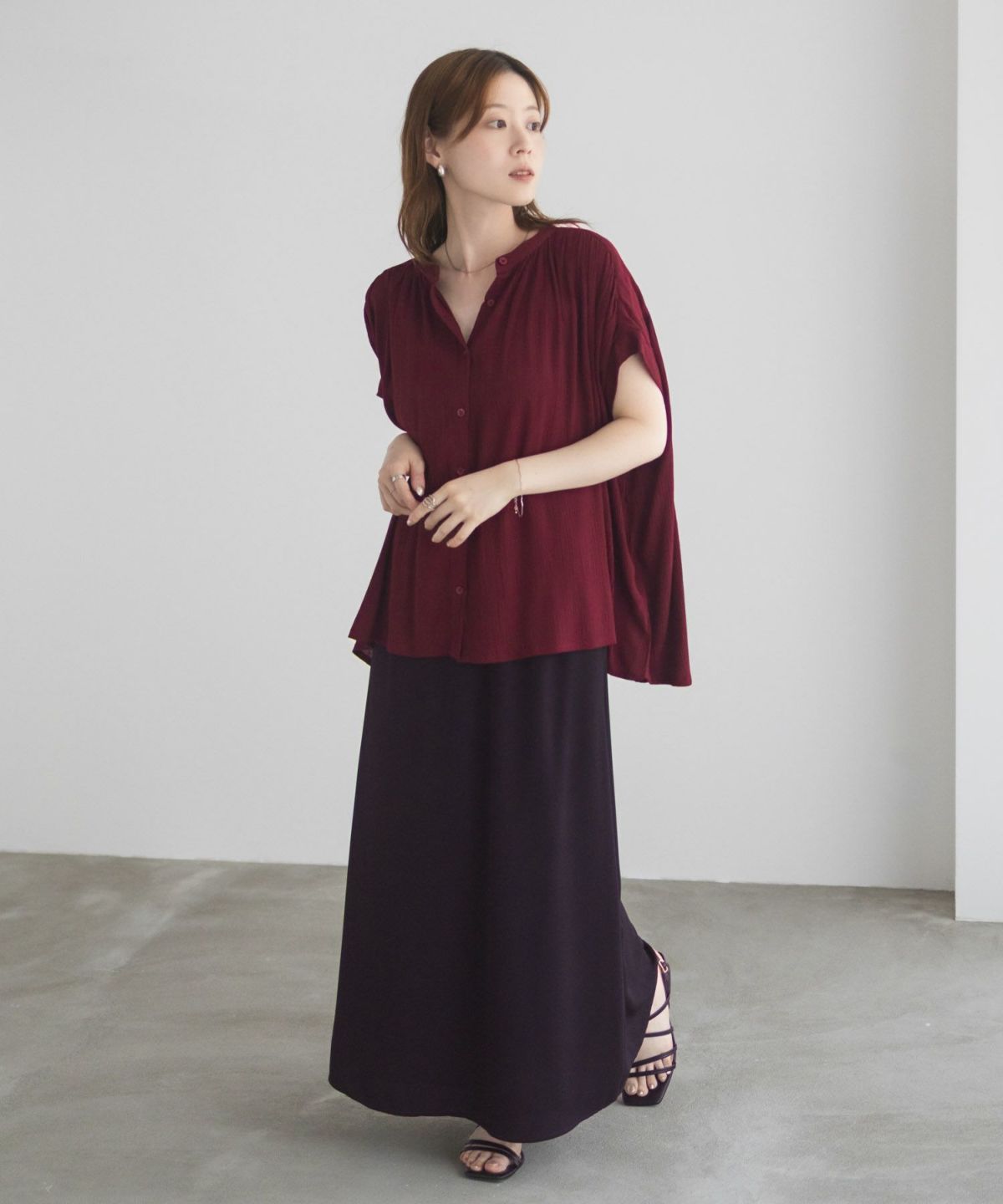 Howdy Marie インドファブリック ギャザーブラウス レディース