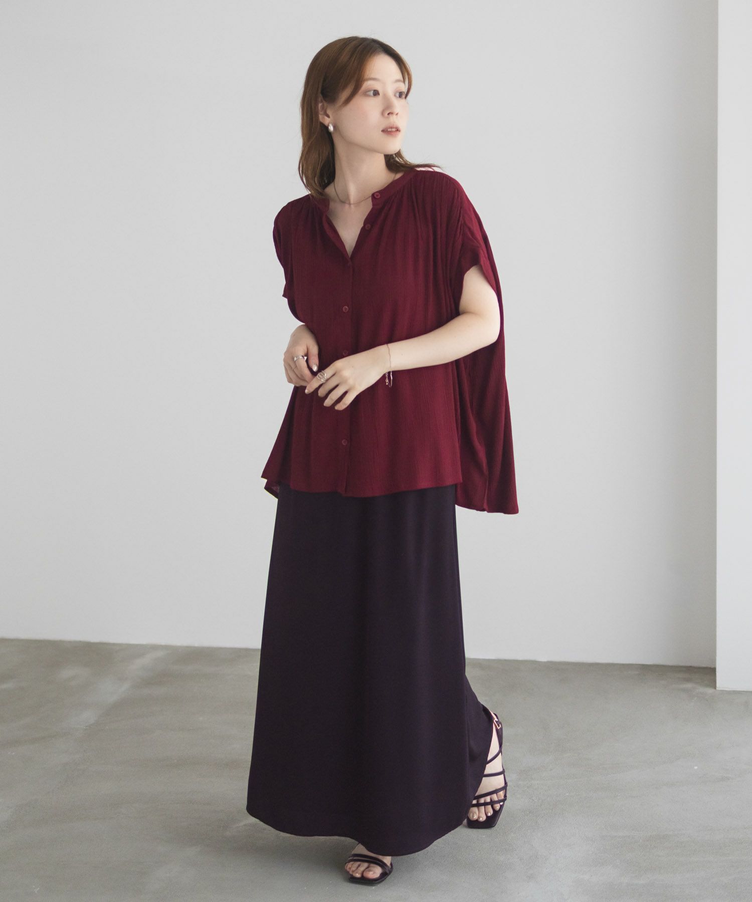 Howdy Marie インドファブリック ギャザーブラウス レディース