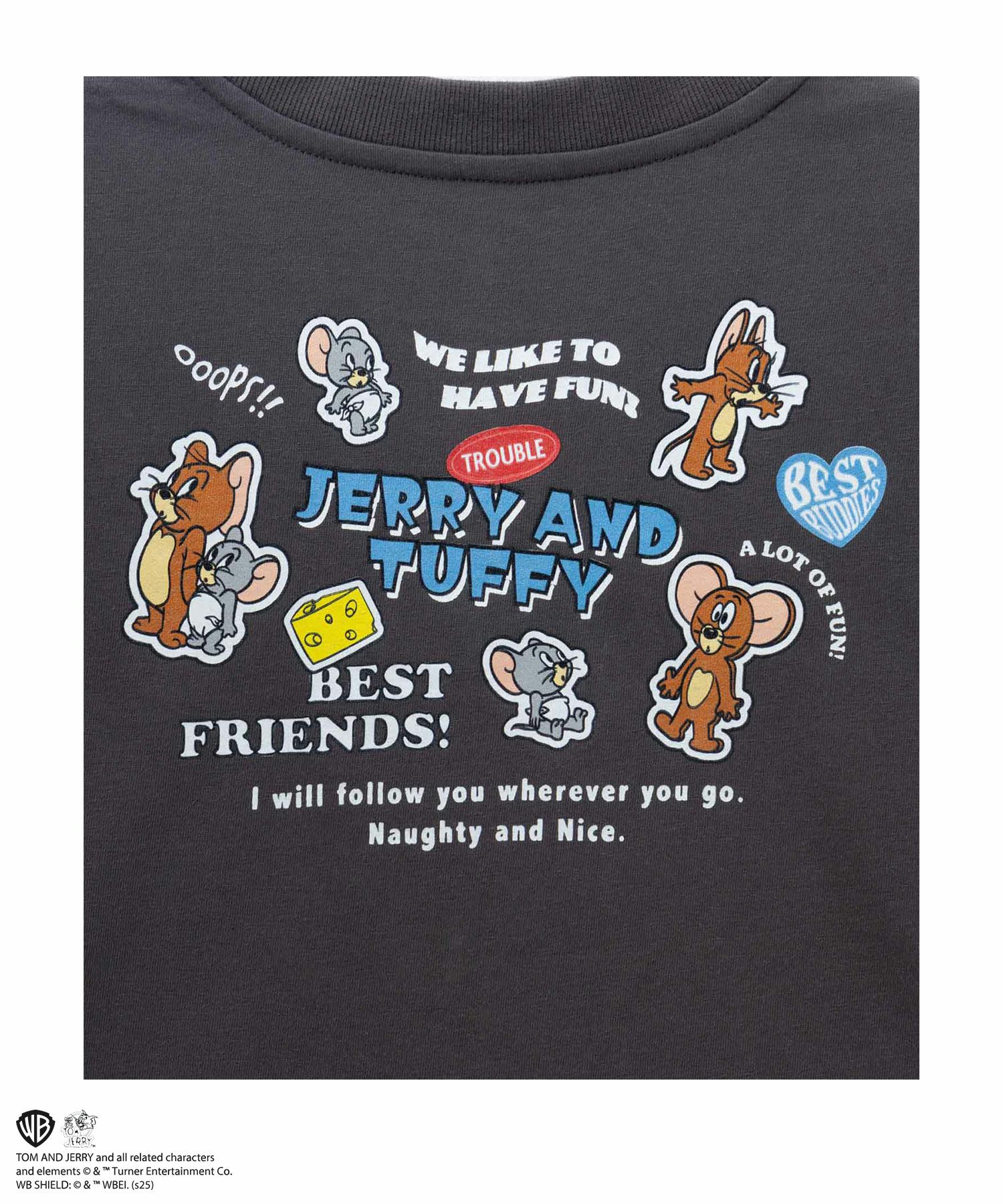 Tom and Jerry ショート丈胸刺繍Tシャツ キッズ ネコポス 対応商品