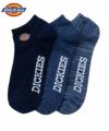 Dickies アンクルソックス デニムアソート平編み刺繍 3足組 メンズ