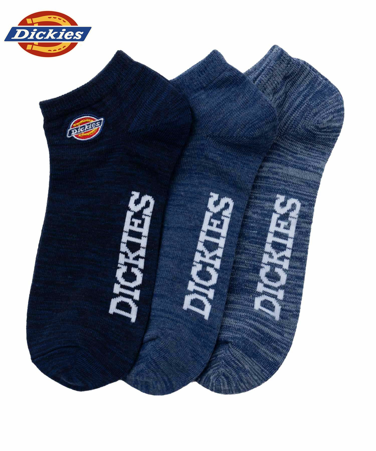 Dickies アンクルソックス デニムアソート平編み刺繍 3足組 メンズ