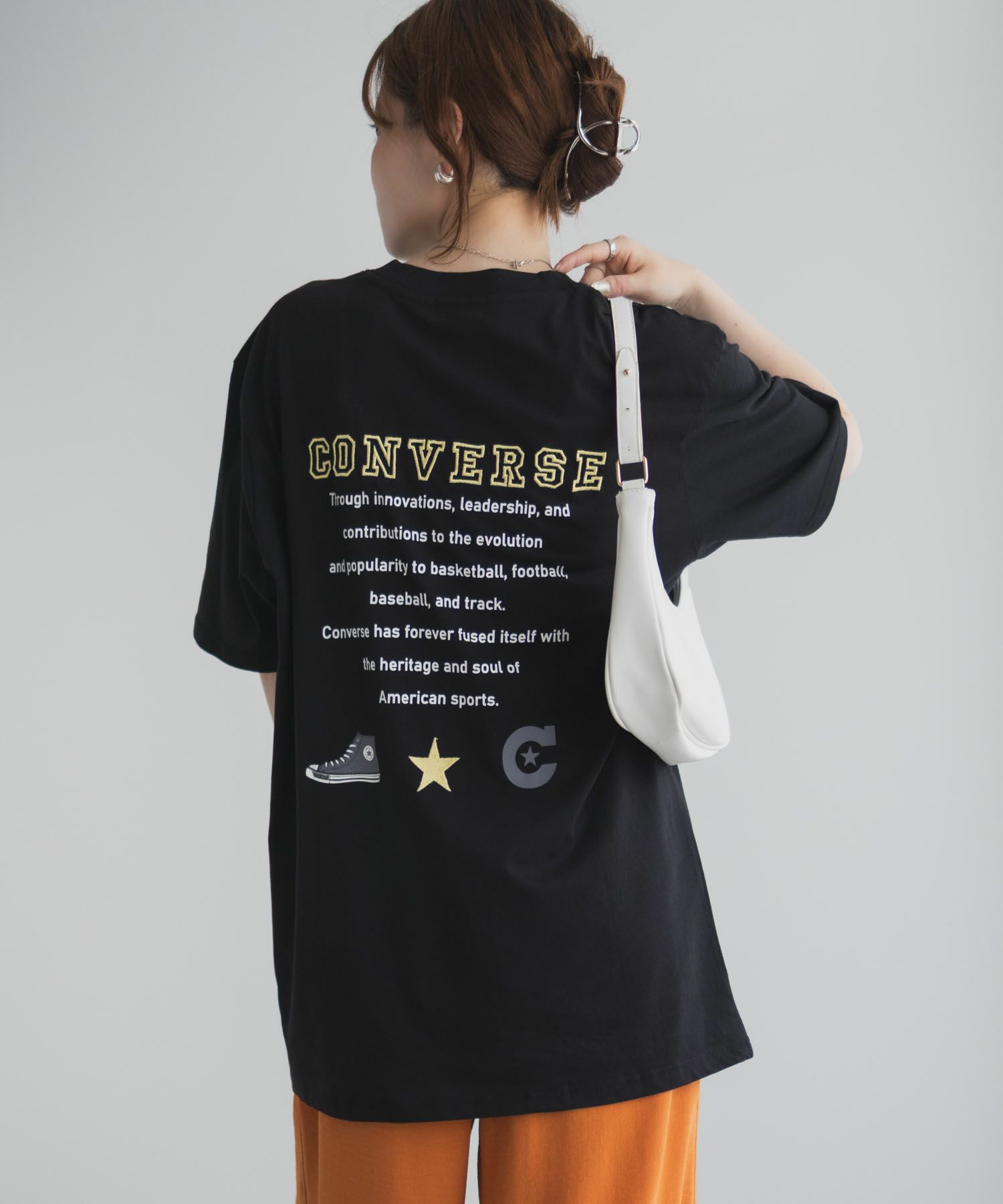 CONVERSE  バック刺繍ルーズTシャツ レディース メール便 対応商品商品サムネイル-1