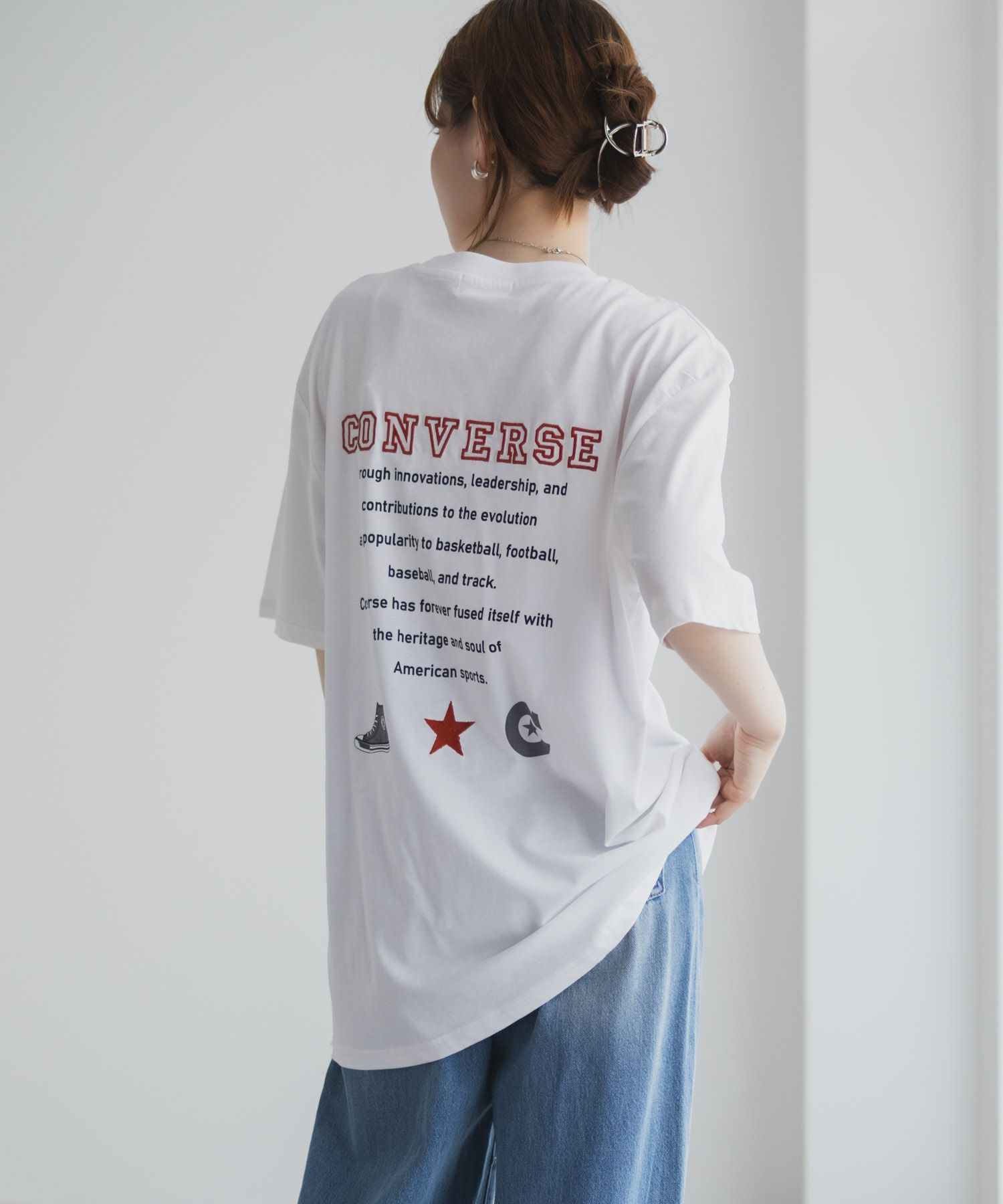 CONVERSE  バック刺繍ルーズTシャツ レディース メール便 対応商品商品サムネイル-2