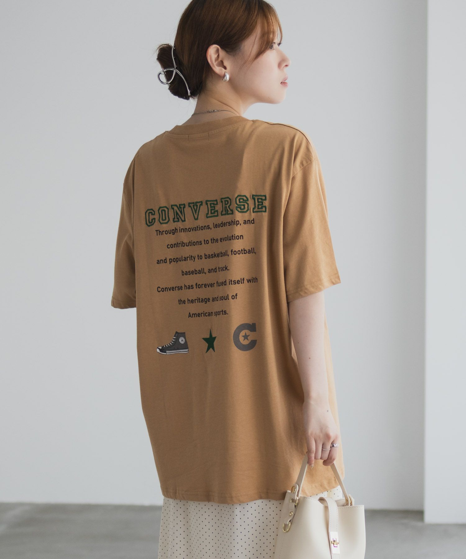 CONVERSE  バック刺繍ルーズTシャツ レディース メール便 対応商品商品サムネイル-3
