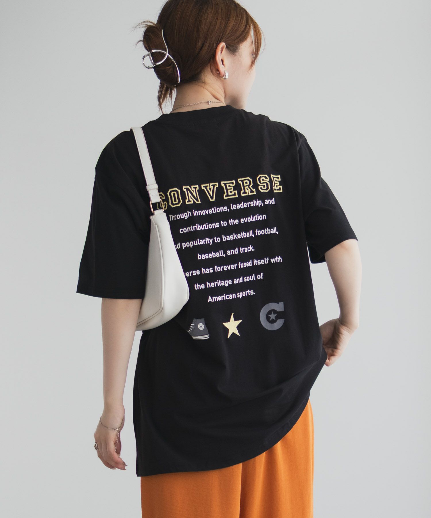 CONVERSE  バック刺繍ルーズTシャツ レディース メール便 対応商品商品サムネイル-7