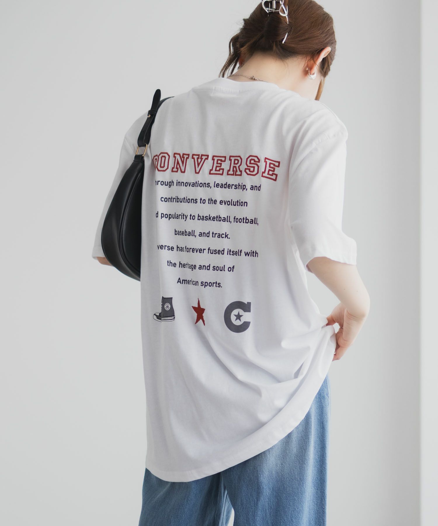 CONVERSE  バック刺繍ルーズTシャツ レディース メール便 対応商品商品サムネイル-13